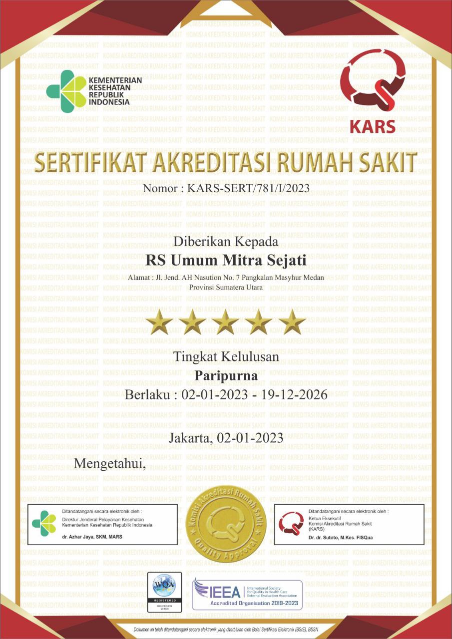 Sertifikat akreditasi RSU Mitra Sejati